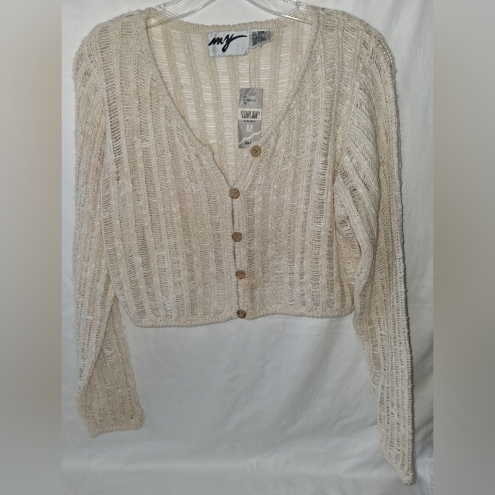 NWT Vintage My Cream Knit Button Cardigan